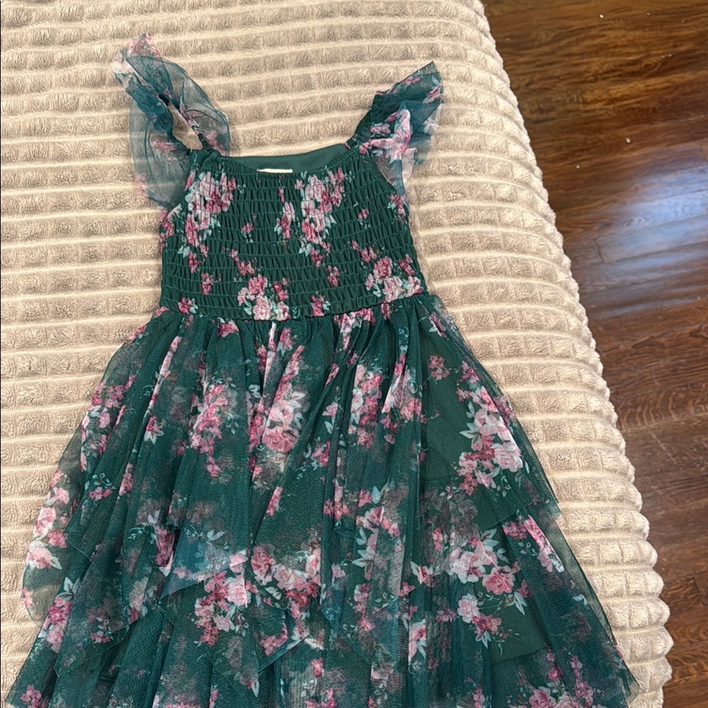 Floral Green Kids Dress